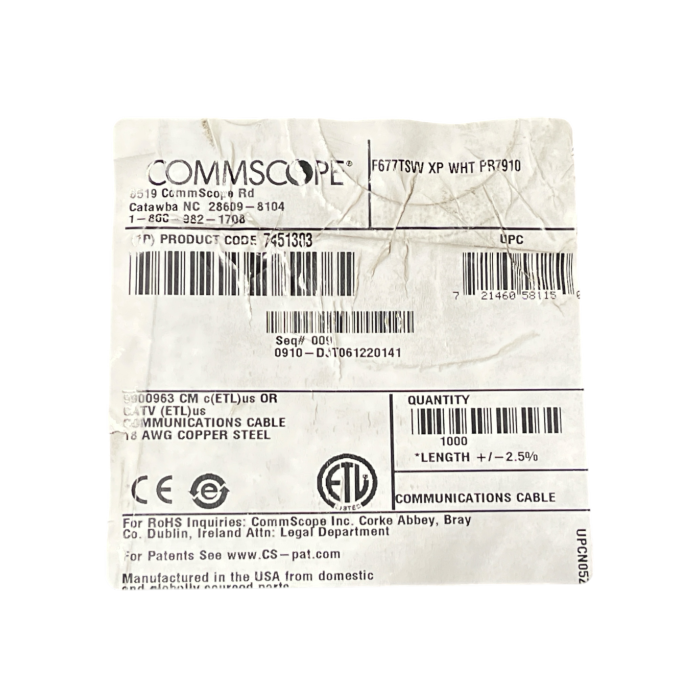 Commscope F677TSVV-XP-WHT RG6 Express Prep Cable