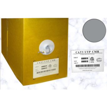 ETHERNET CAT3 CMR CABLE, 1000FT, GREY