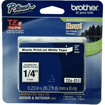 Brother TZe211 1/4 tape label Cassettes