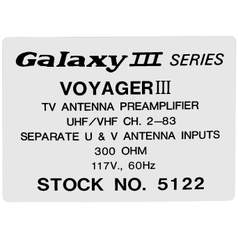 Blonder Tongue VOYAGER III / 5122 Galaxy III Consumer Broadband VHF/UHF Preamplifier