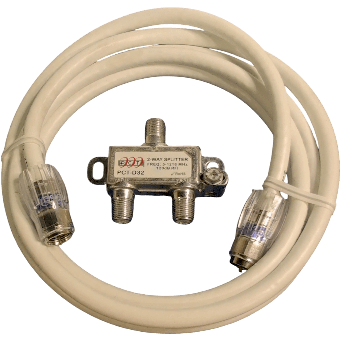 PCT PCTKITJS Kit with 6ft Coax Jumper & 2-Way Digital Splitter